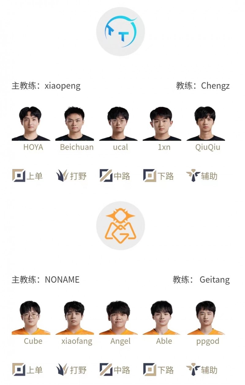 明日首发阵容：首局Ucal交手Angel 次局Weiwei战旧主 小虎 GALA再见面