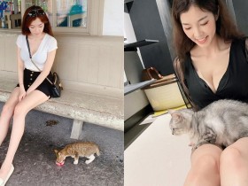 【蜗牛电竞】正妹「羅莉Rolly」與貓互動畫面太辣,「修長的大美腿」太逆天了!