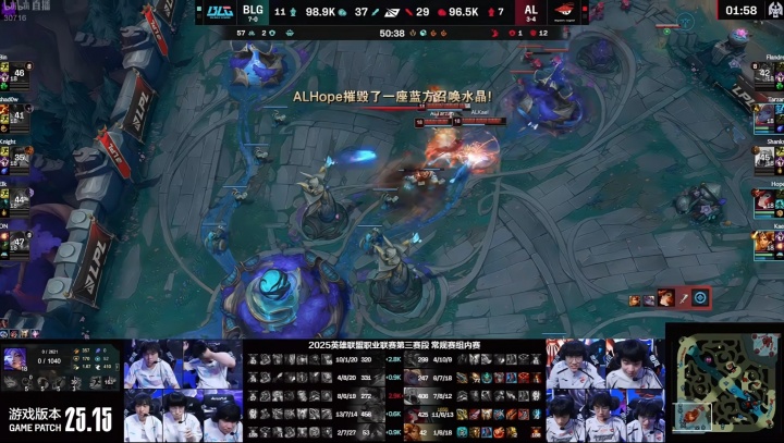 【蜗牛电竞】66个人头杀疯了!AL vs BLG第三局成为第三赛段击杀最多时长最长比赛