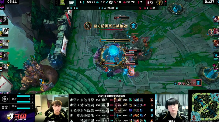 【蜗牛电竞】对面AD太猛没办法!Doinb两局战绩5-8-22,阿卡丽送两波遭翻盘