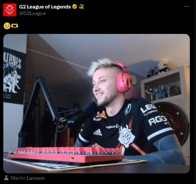 【蜗牛电竞】已和解!此前与G2有合同纠纷的Rekkles身穿G2队服为老东家加油