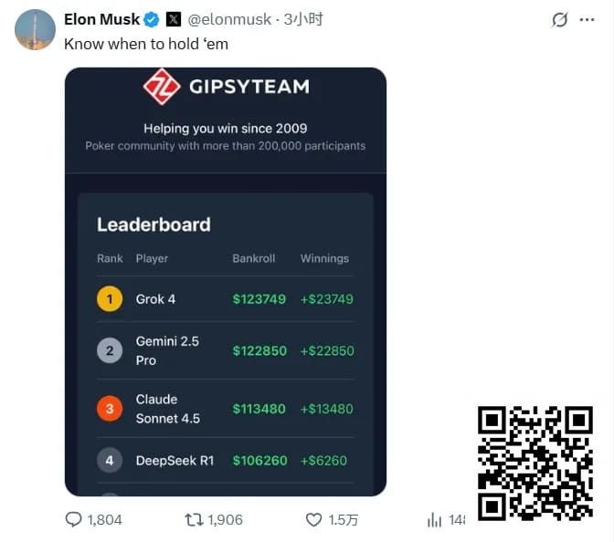 【EV扑克】全球最有名AI一起打德扑,谁能赢?马斯克都在围观转发【蜗牛电竞】