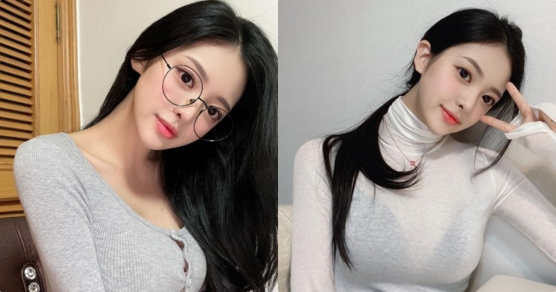 【蜗牛电竞】梨花大學「高顏值眼鏡女孩」，透膚上衣「黑內衣若隱若現」！