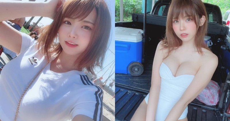 【蜗牛电竞】甜美小隻馬櫻花妹「Enako」斜背包勒出完美胸型！原來還是知名coser，各種「爆乳服裝」…