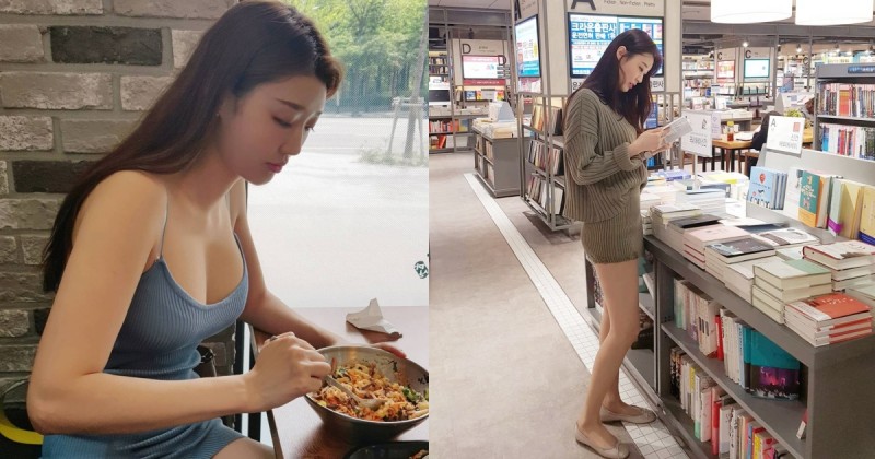 【蜗牛电竞】書局遇到「九頭身辣妹」曬出白皙美腿視角！養眼的用餐畫面讓人羨慕服務生…