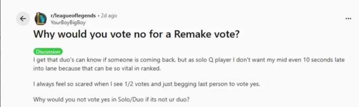 【蜗牛电竞】Reddit热议为什么有人会在重开时点否：重点不是重开为什么还需要投票？