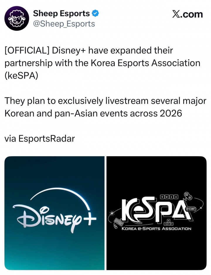 【蜗牛电竞】不会又要看小众盗播吧?Disney+ 扩大和keSPA的合作关系 计划独播多项赛事