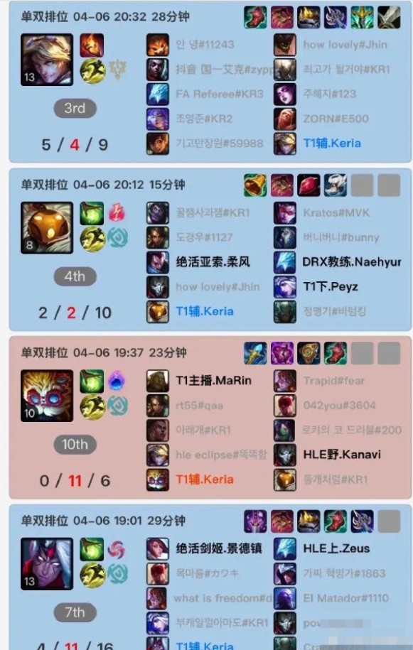 【蜗牛电竞】新东西?Keria近期韩服排位掏出了辅助维鲁斯、大头、Ez等英雄