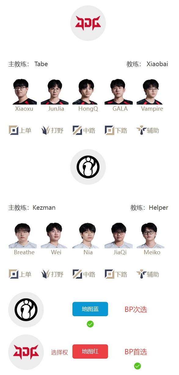 【蜗牛电竞】LPL明日首发名单：GALA对阵JiaQi；knight交手Shanks
