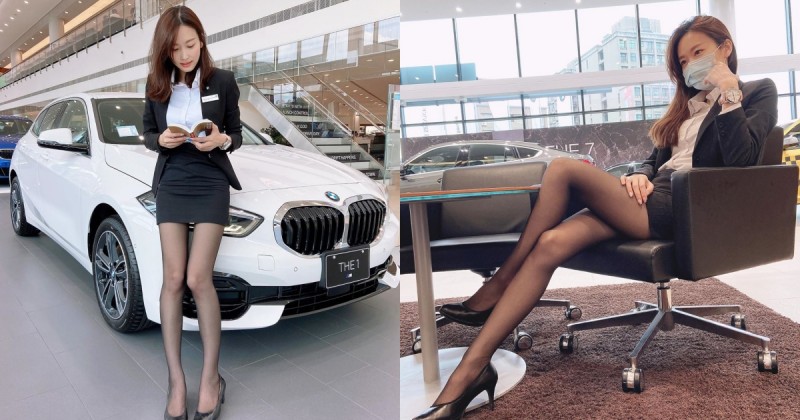 【蜗牛电竞】立馬下訂！「BMW超辣女業務」性感美腿太撩人啦！氣質甜美外型讓人好心動呀