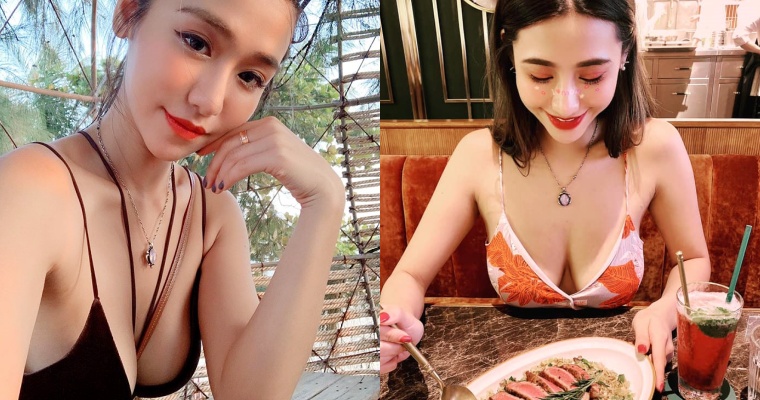 【蜗牛电竞】胸爆！「F 奶辣模」Aqq cami 餐廳解放豪乳…「2 粒放桌上」露出ㄦ字溝 狂吸千人按讚