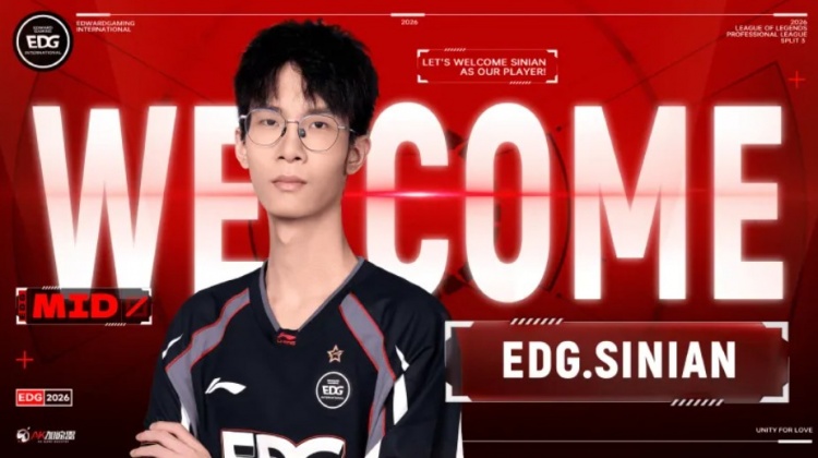 【蜗牛电竞】EDG发布人员变动公告:青训中路sinian上调至一队