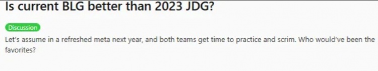 【蜗牛电竞】外网热议26BLG与23JDG:现在的LPL比2023弱太多了
