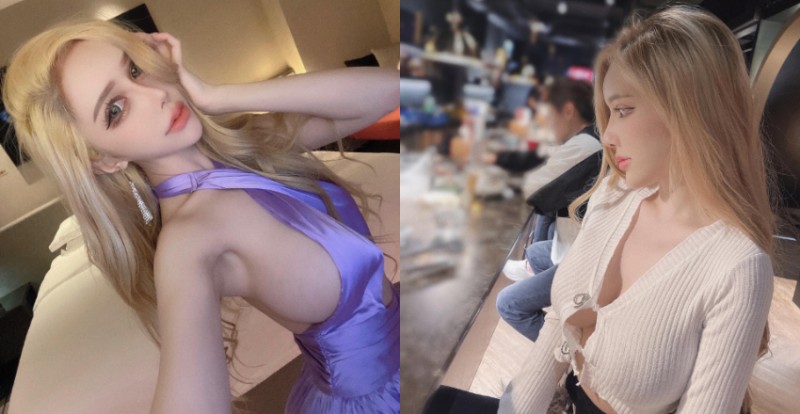 【蜗牛电竞】人間芭比！「雲嫣」洋裝包不住巨乳　從側邊悄悄掉出！
